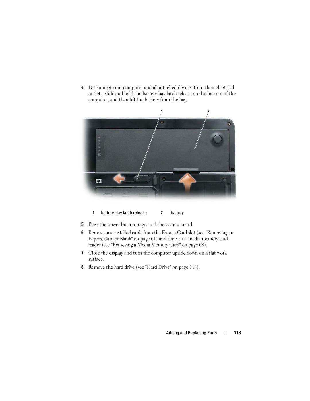 Dell 1000 owner manual Press the power button to ground the system board, 113 