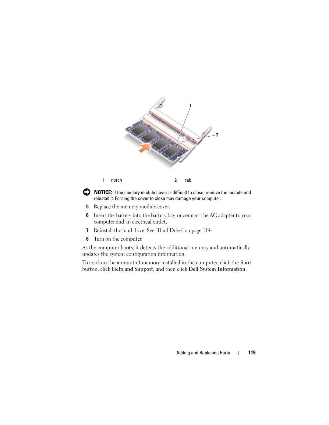 Dell 1000 owner manual 119, Notch 