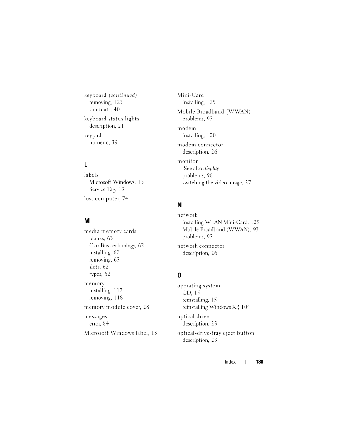 Dell 1000 owner manual 180 