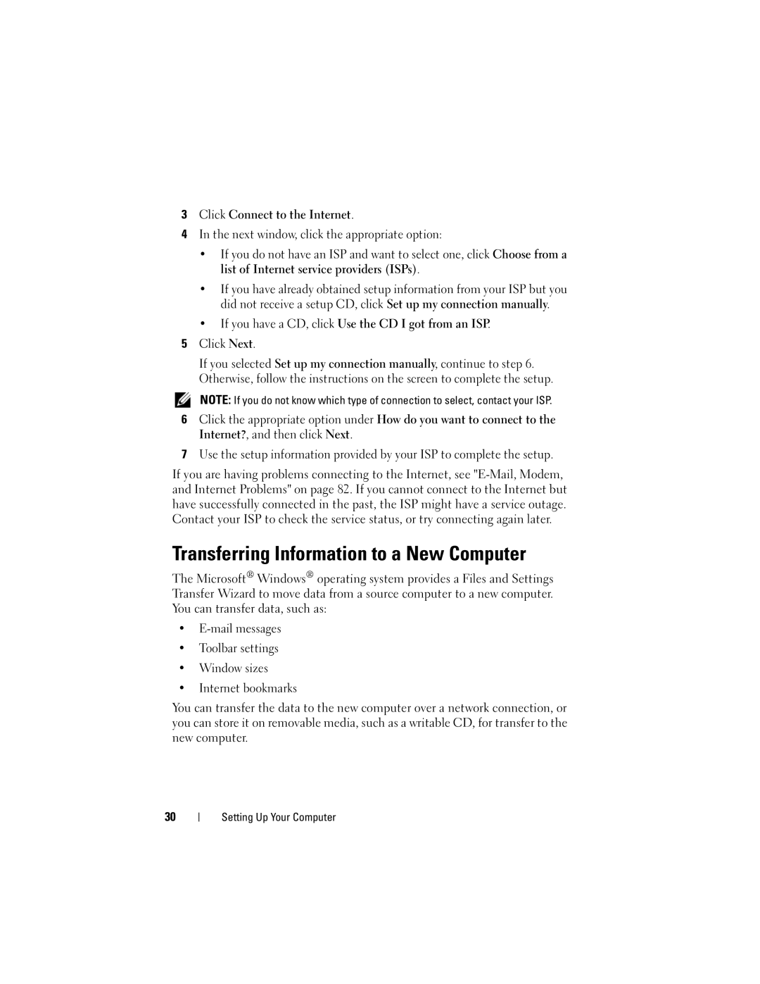 Dell 1000 owner manual Transferring Information to a New Computer 