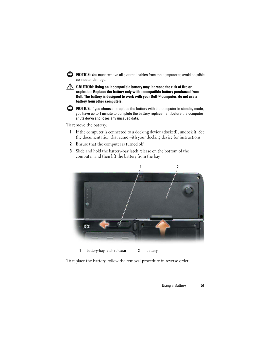 Dell 1000 owner manual To remove the battery, Battery-bay latch release 