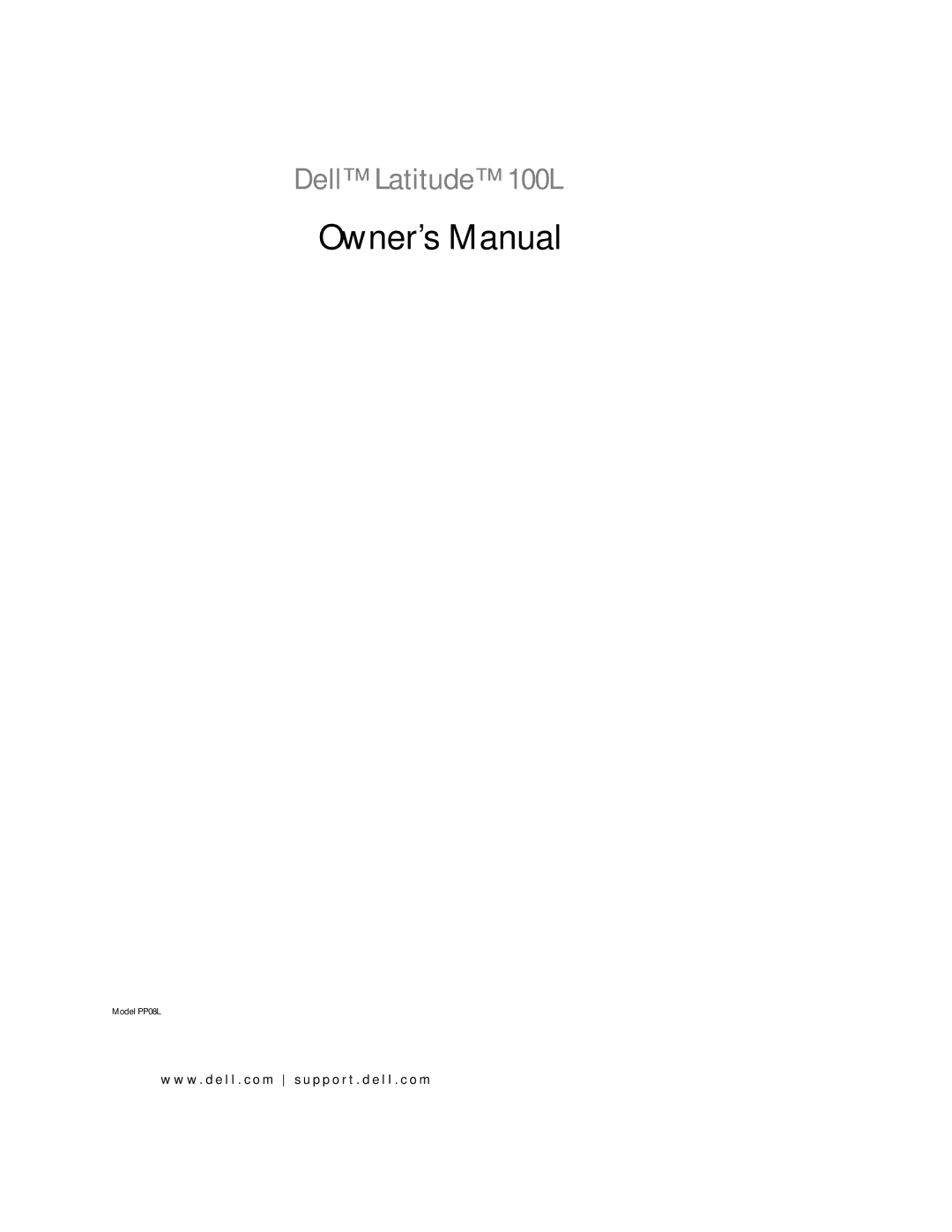 Dell owner manual Dell Latitude 100L 