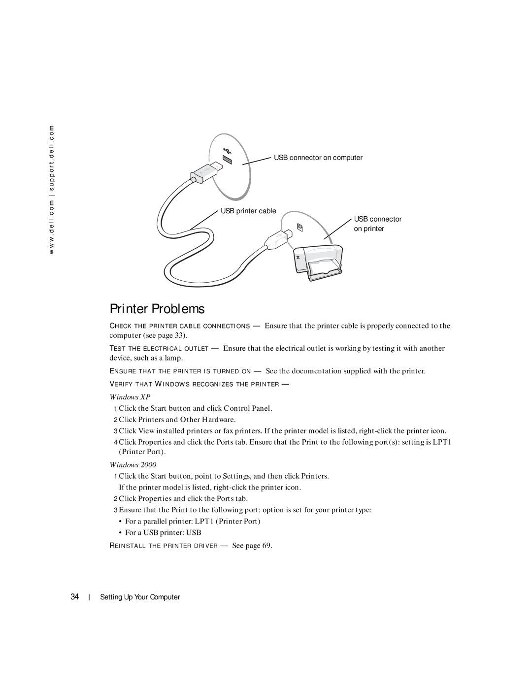 Dell 100L owner manual Printer Problems, Click Printers and Other Hardware 