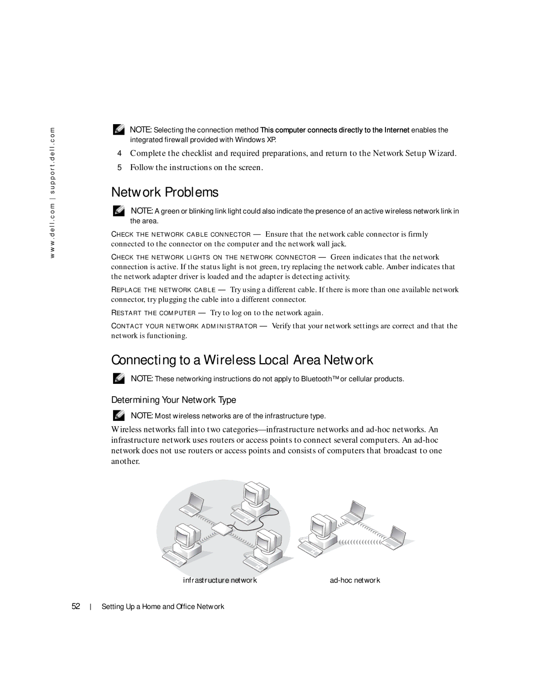 Dell 100L owner manual Network Problems, Connecting to a Wireless Local Area Network, Determining Your Network Type 