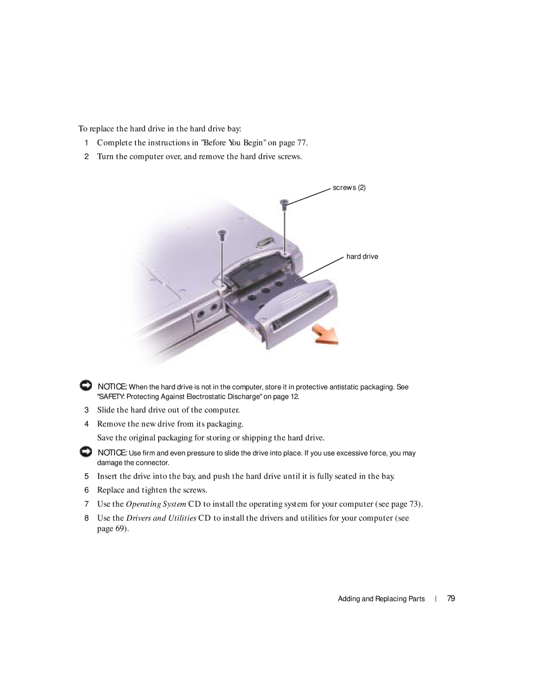 Dell 100L owner manual Adding and Replacing Parts 