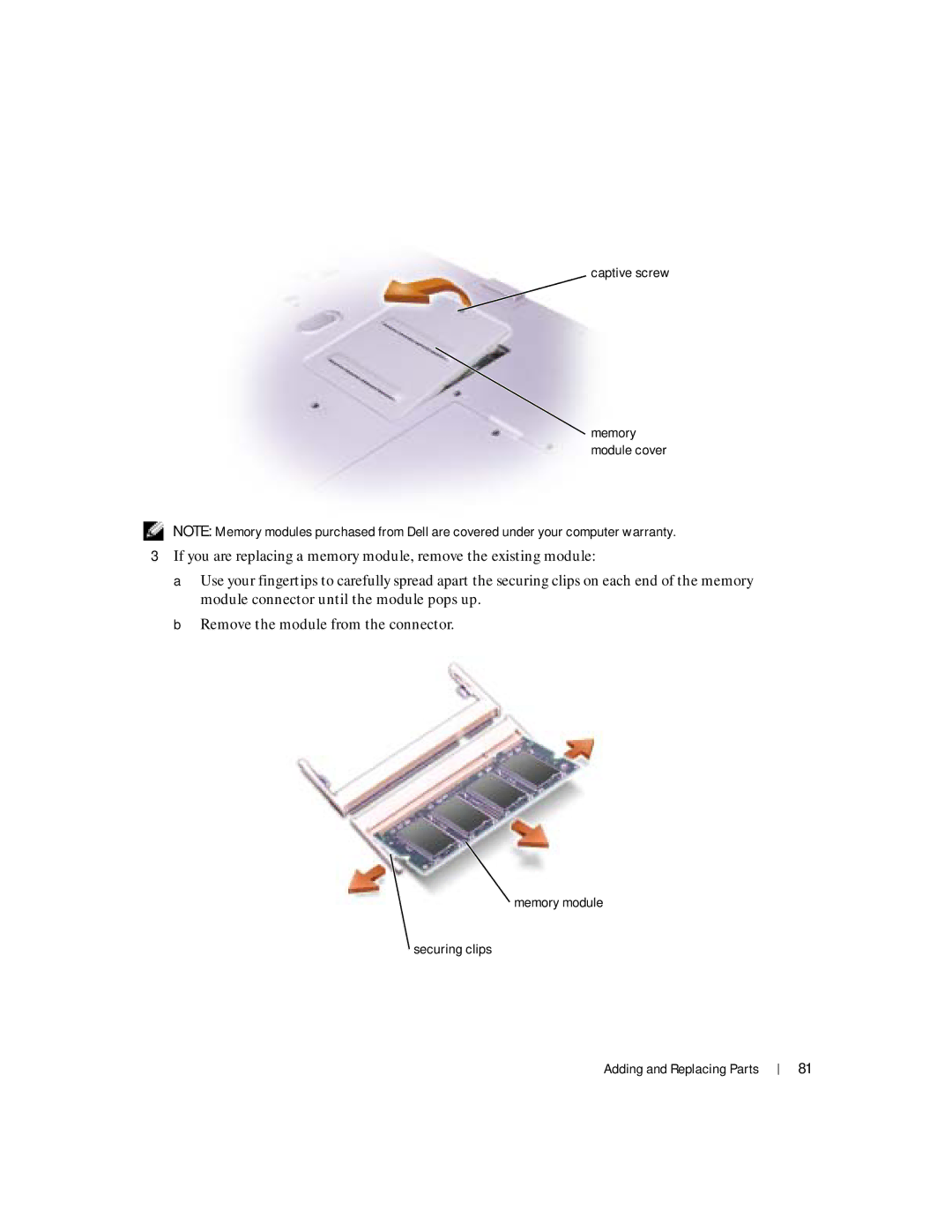 Dell 100L owner manual Captive screw 