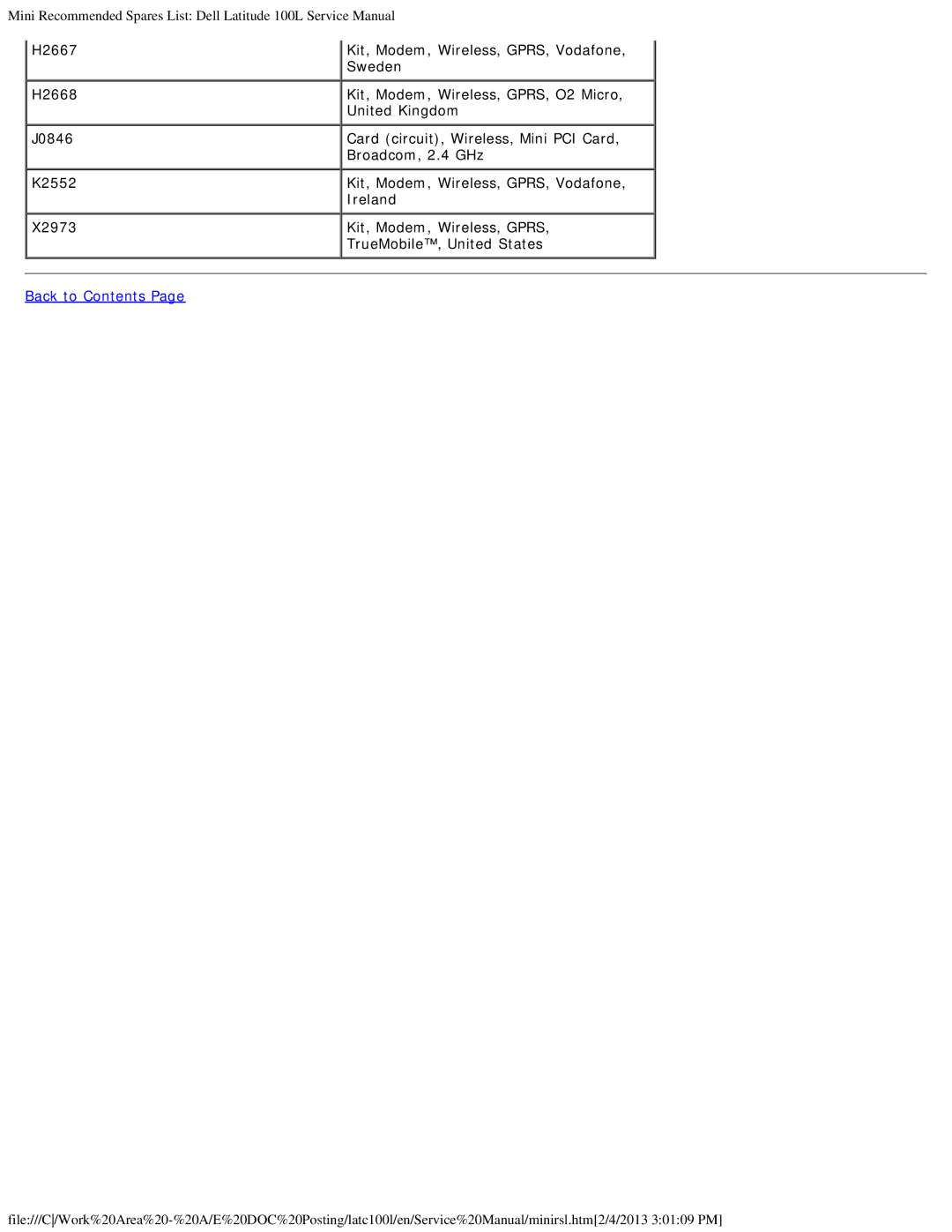 Dell 100L service manual Back to Contents 