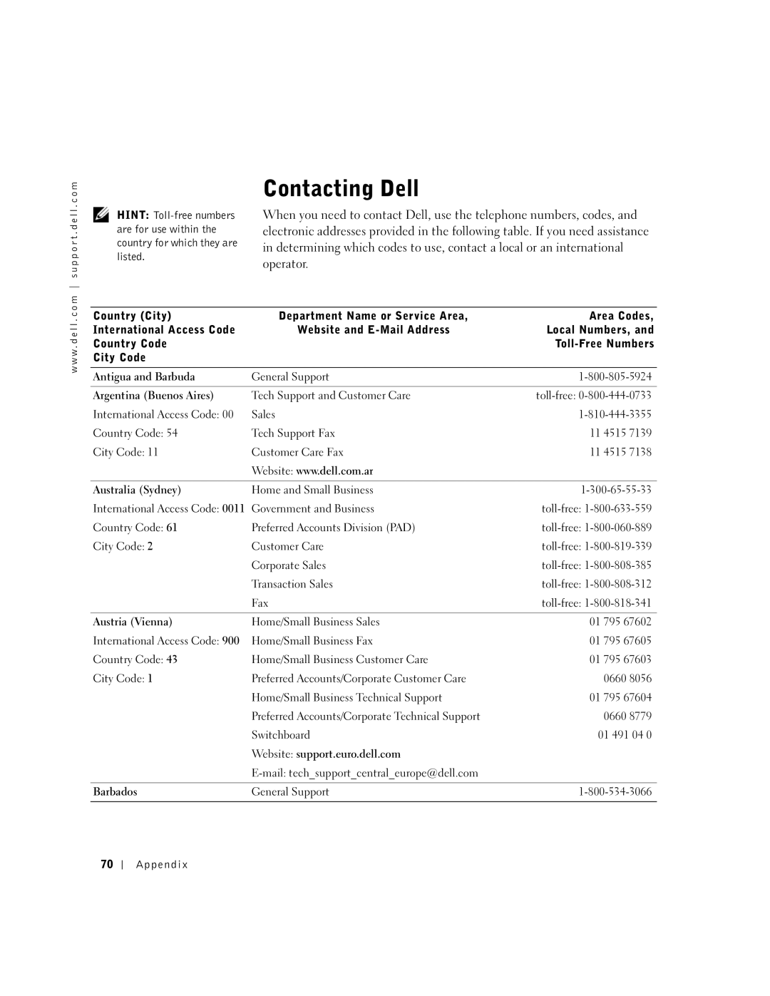 Dell 100N owner manual Contacting Dell 