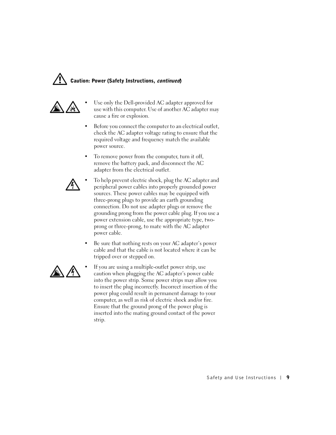 Dell 100N owner manual Safety and Use Instr uctions 