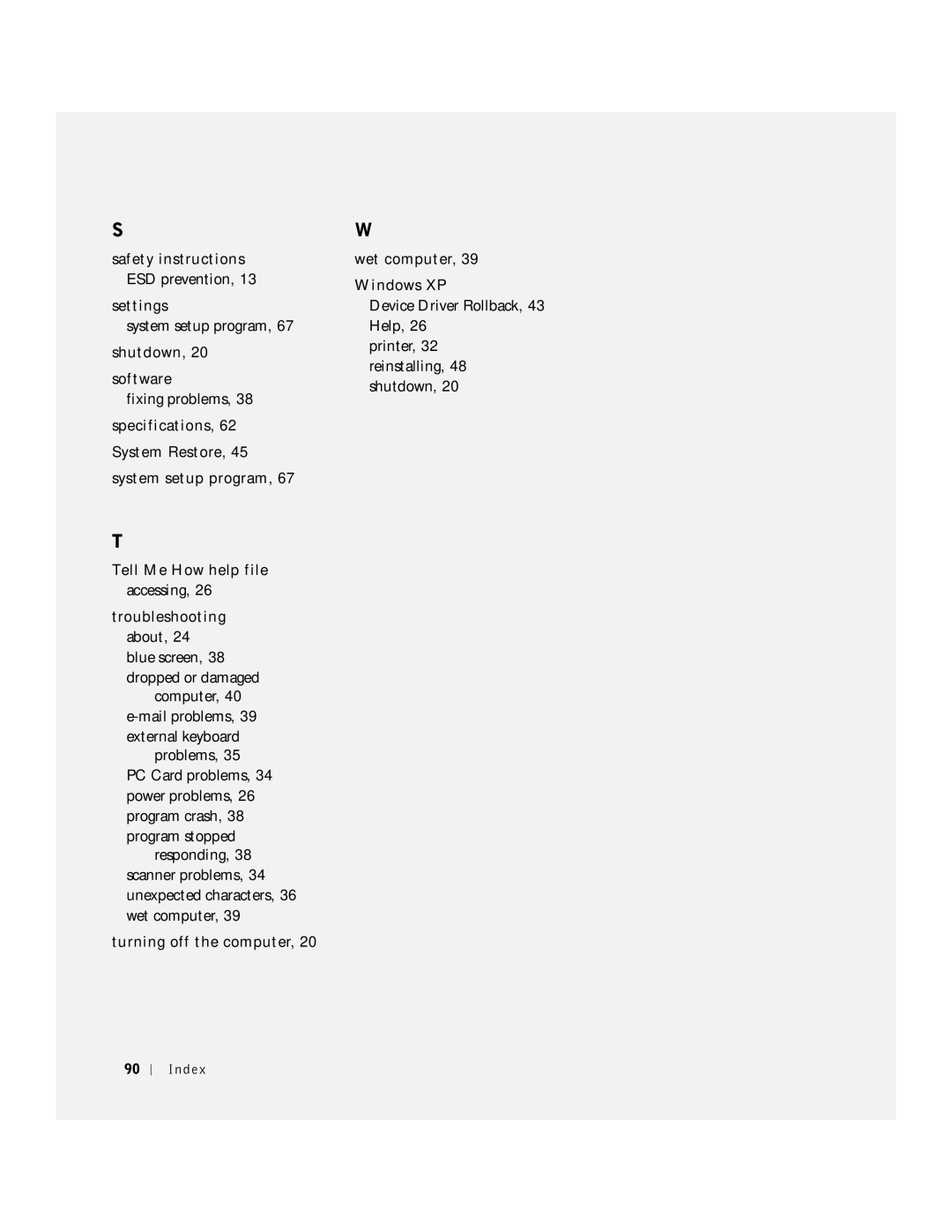 Dell 100N owner manual Index 