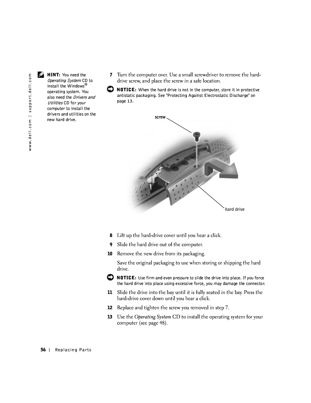 Dell 100N owner manual Lift up the hard-drive cover until you hear a click 