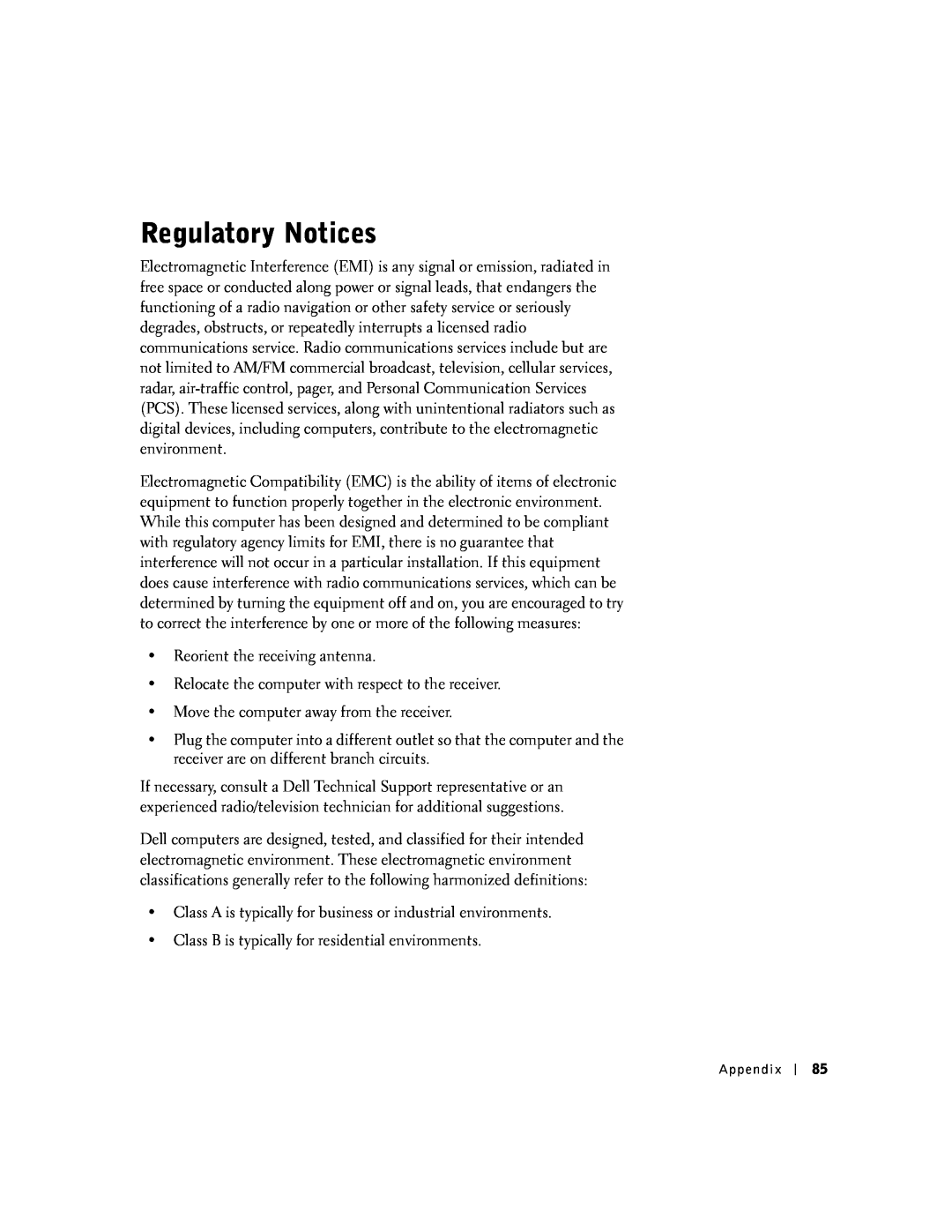 Dell 100N owner manual Regulatory Notices 