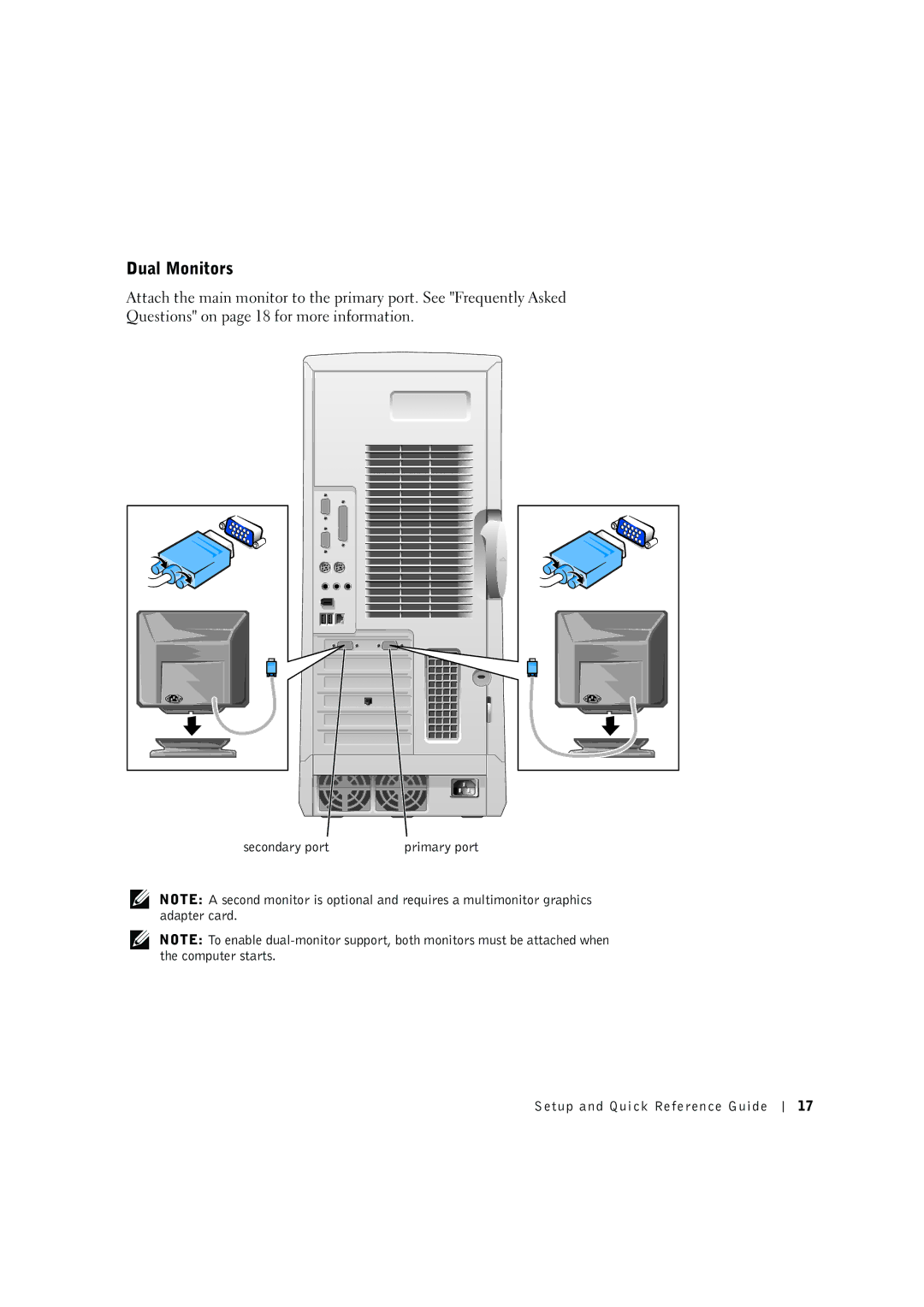 Dell 10JEJ manual Dual Monitors 