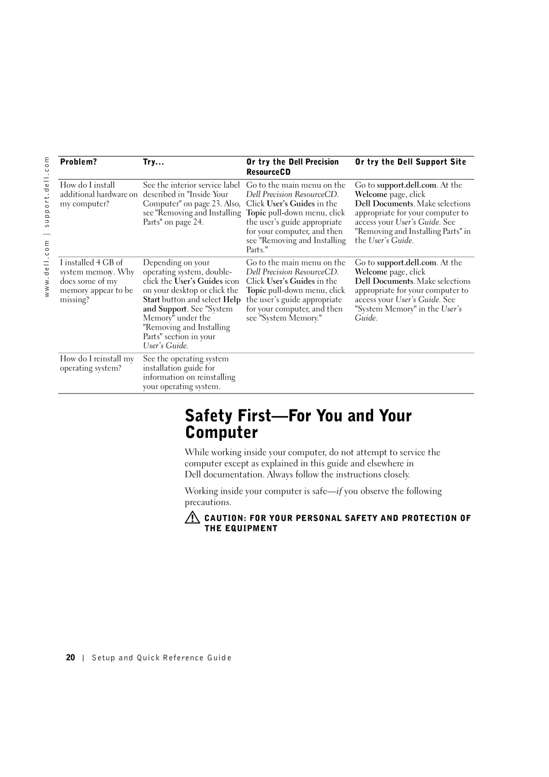 Dell 10JEJ manual Safety First-For You and Your Computer 