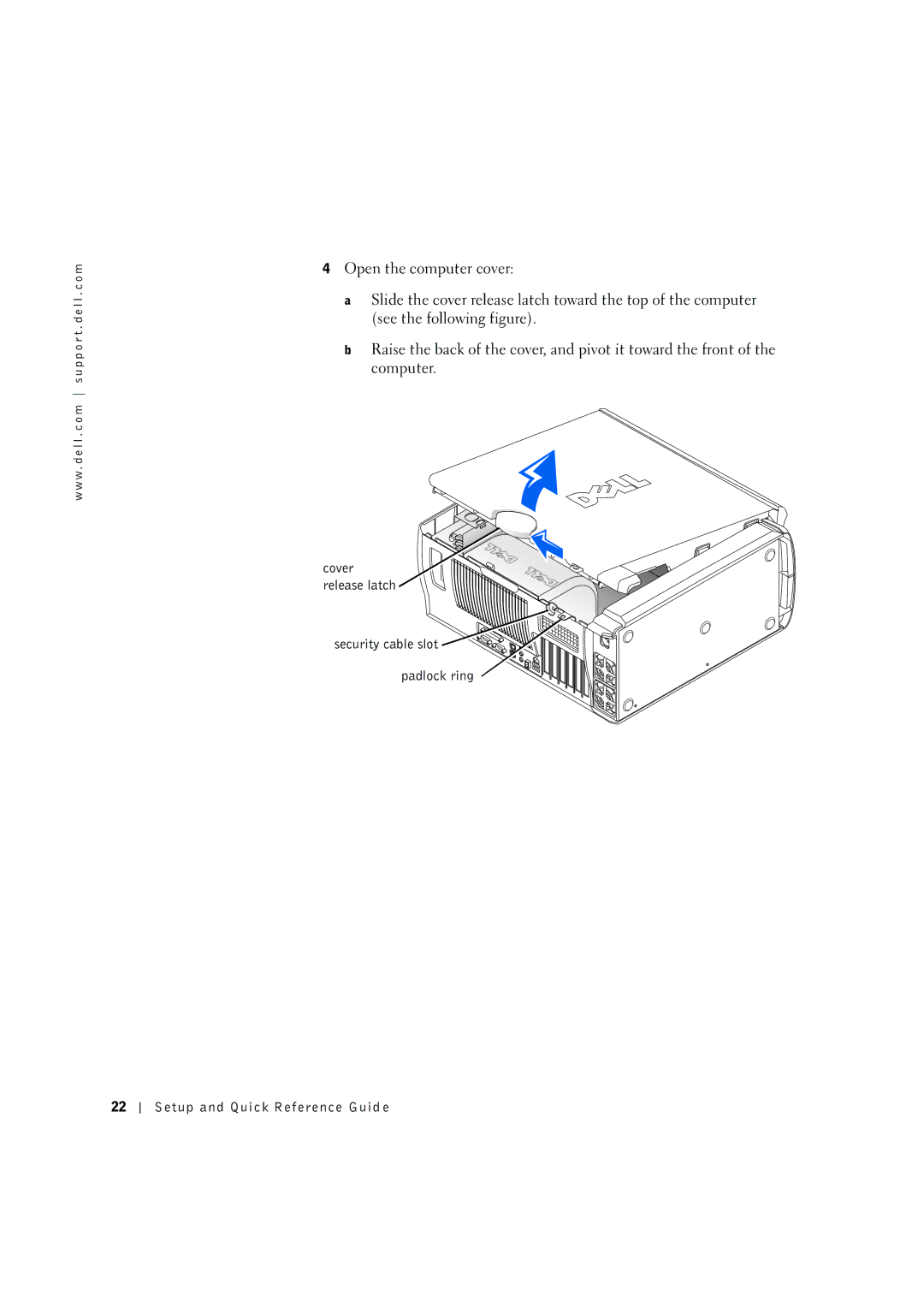 Dell 10JEJ manual Cover release latch 