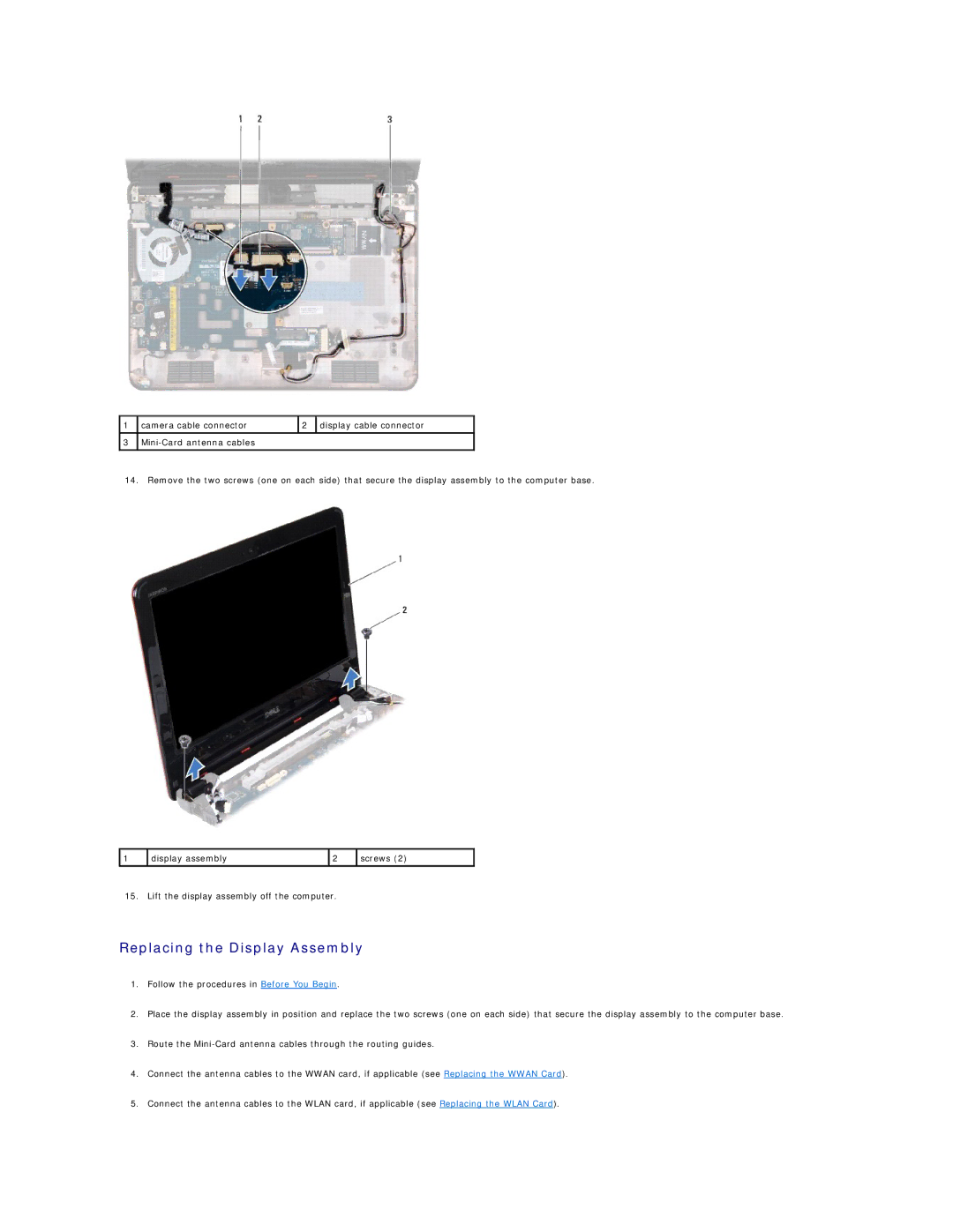 Dell 11 specifications Replacing the Display Assembly 