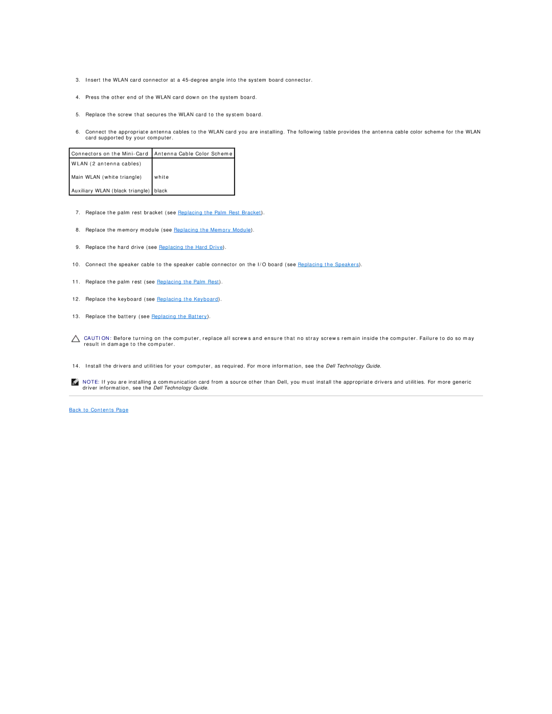 Dell 11 specifications Back to Contents 