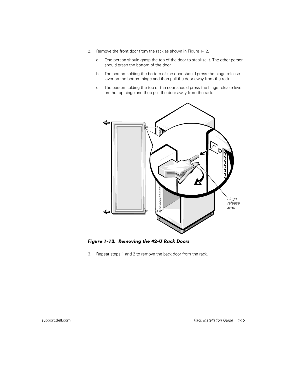 Dell 110, 350, 100 manual Removing the 42-U Rack Doors 