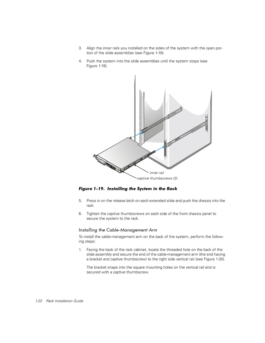 Dell 350, 110, 100 manual Installing the Cable-Management Arm, Installing the System in the Rack 