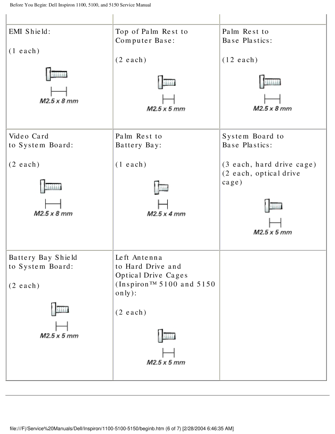 Dell 5150, 1100, 5100 service manual 