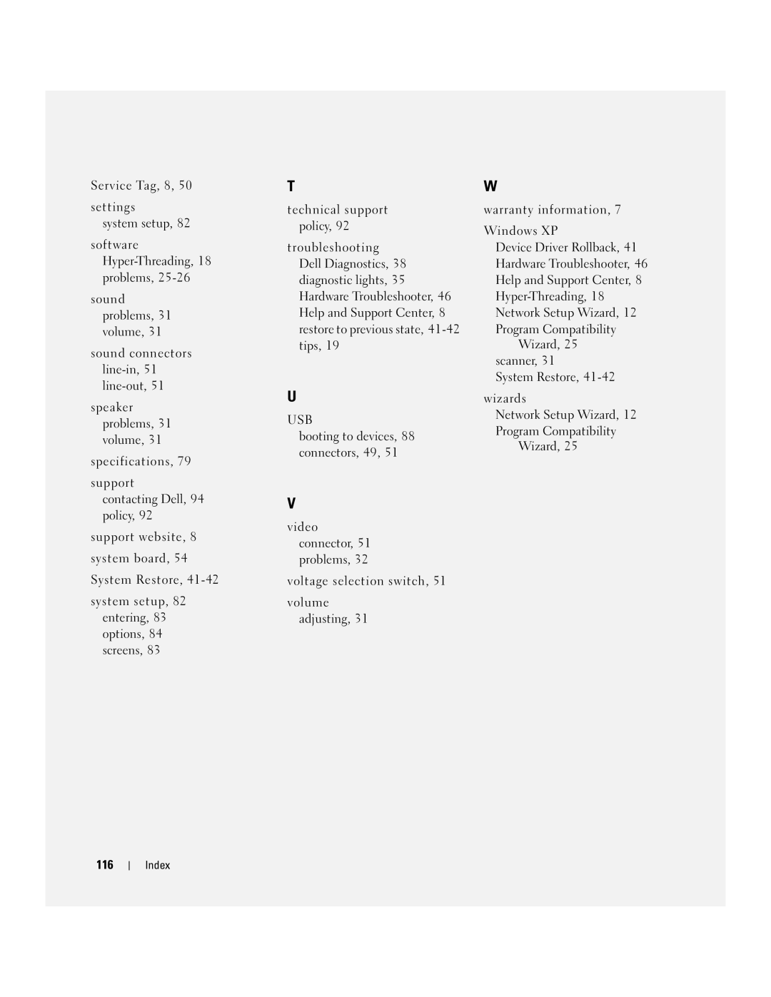 Dell 1100/B110 owner manual Usb, 116 