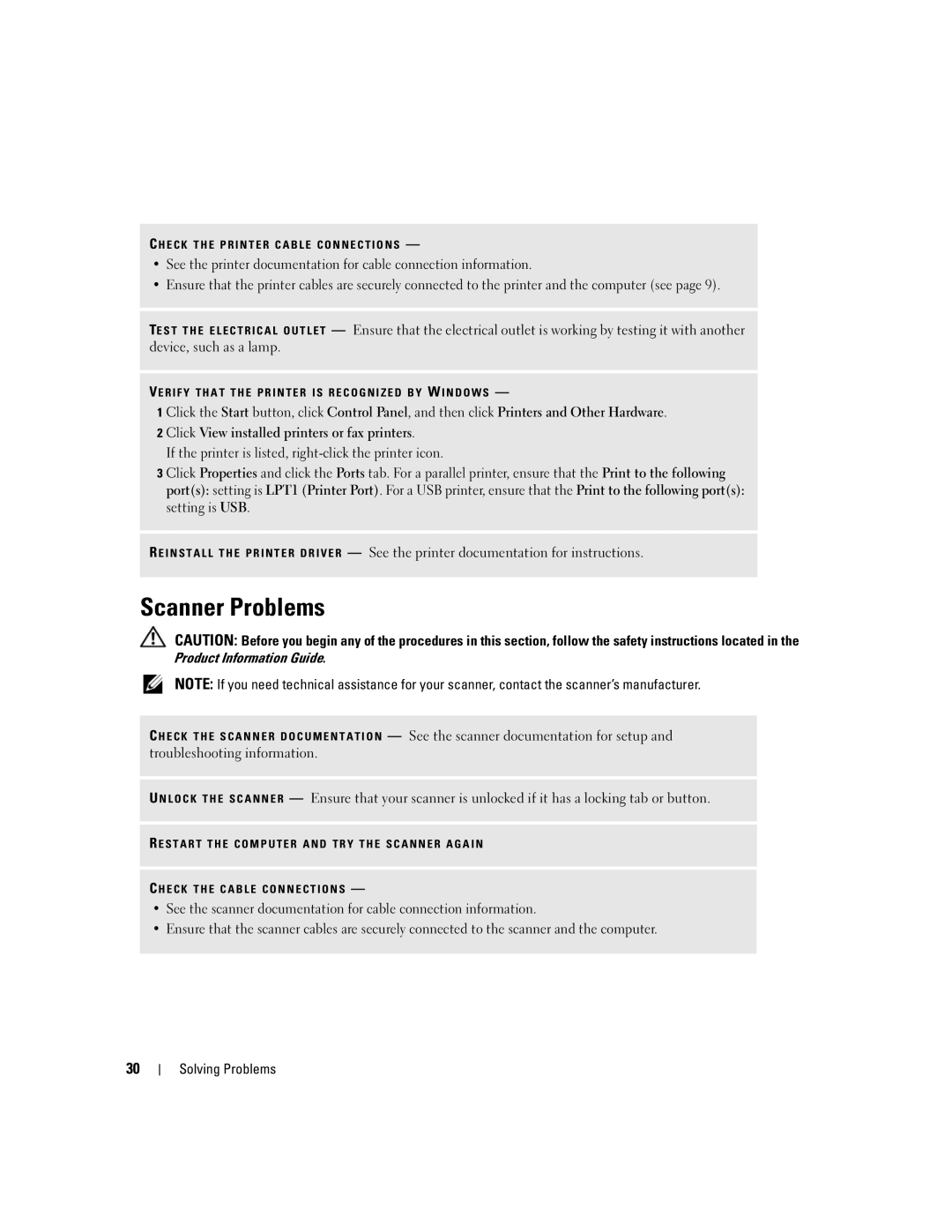 Dell 1100/B110 owner manual Scanner Problems 