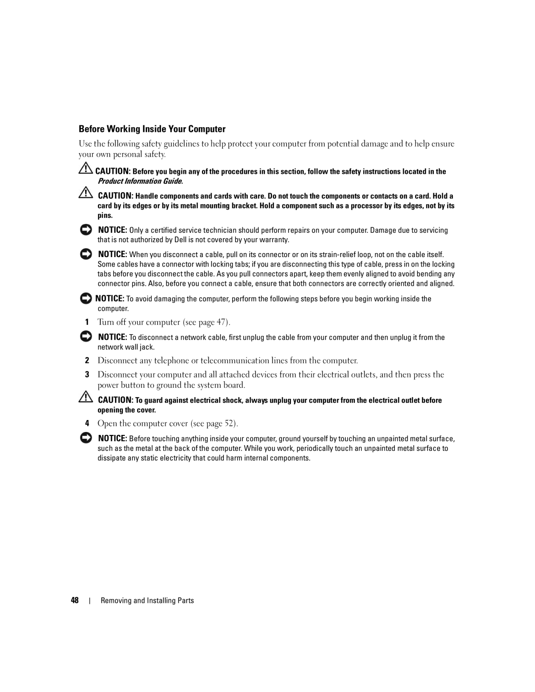 Dell 1100/B110 owner manual Before Working Inside Your Computer 