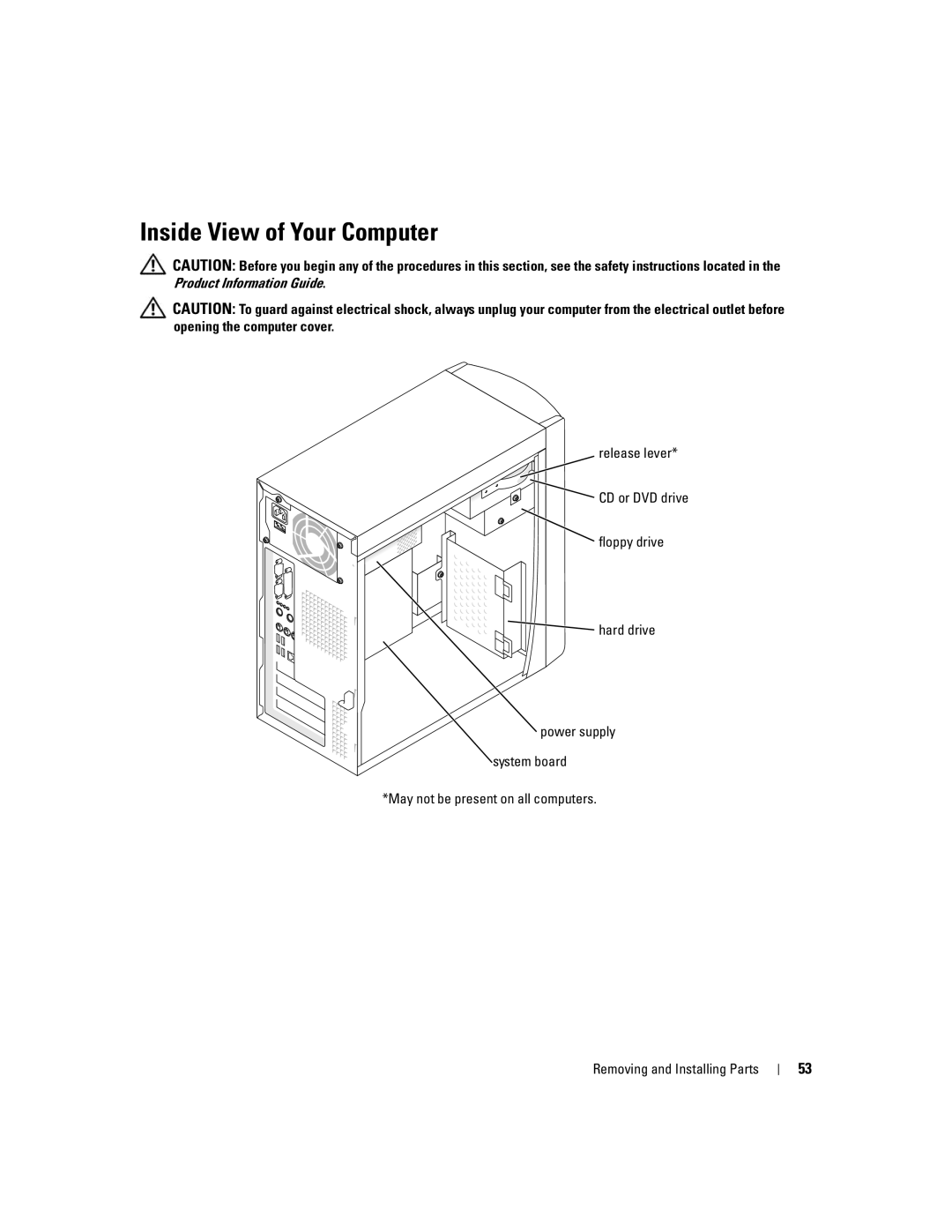 Dell 1100/B110 owner manual Inside View of Your Computer 