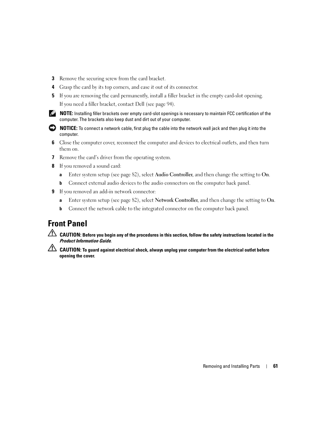 Dell 1100/B110 owner manual Front Panel 