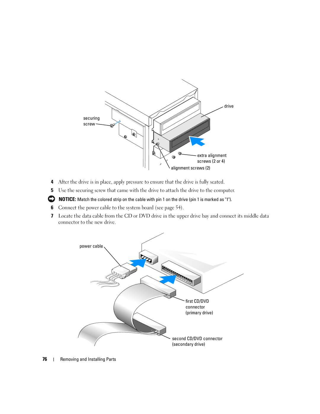 Dell 1100/B110 owner manual Drive Securing screw, Power cable 