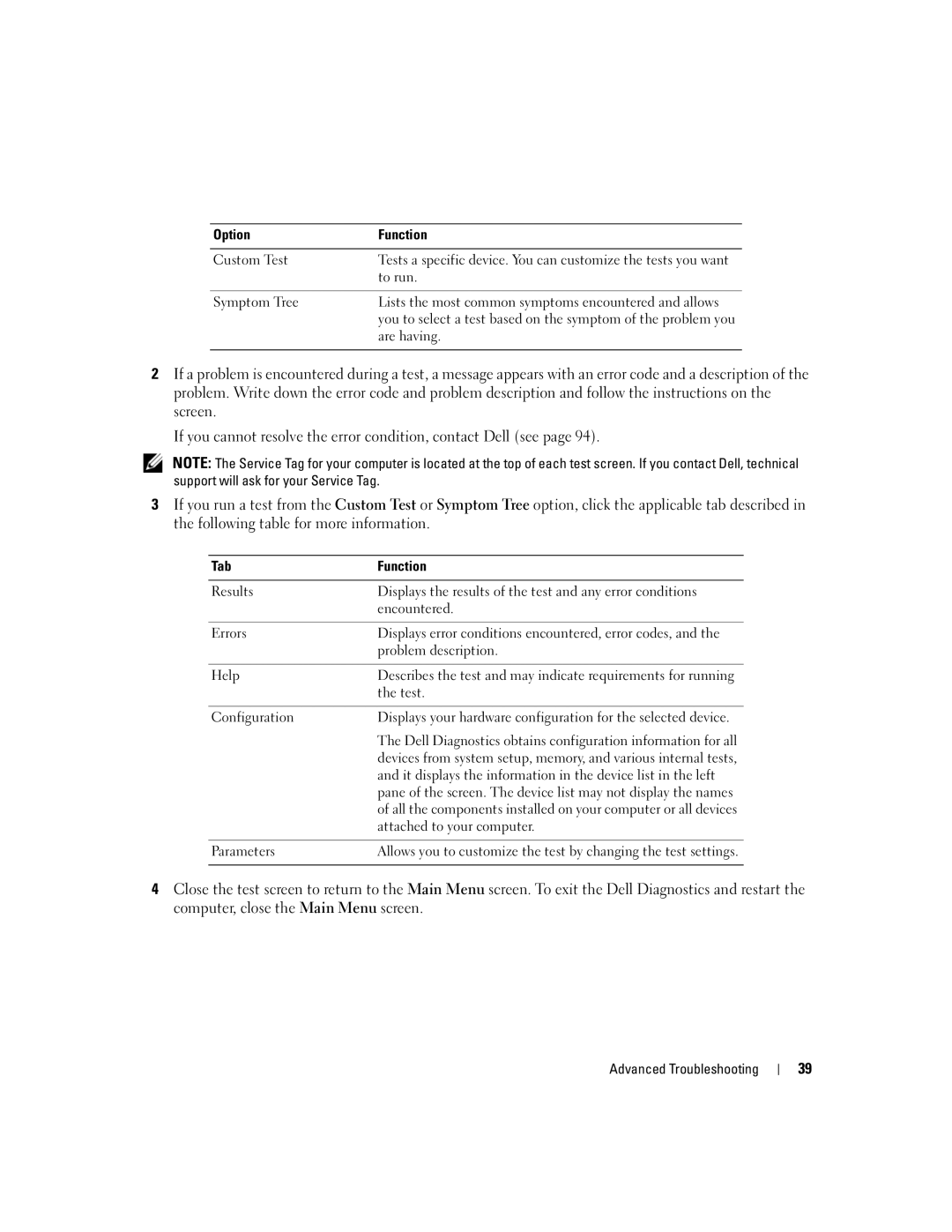 Dell B110, 1100 owner manual Tab Function 