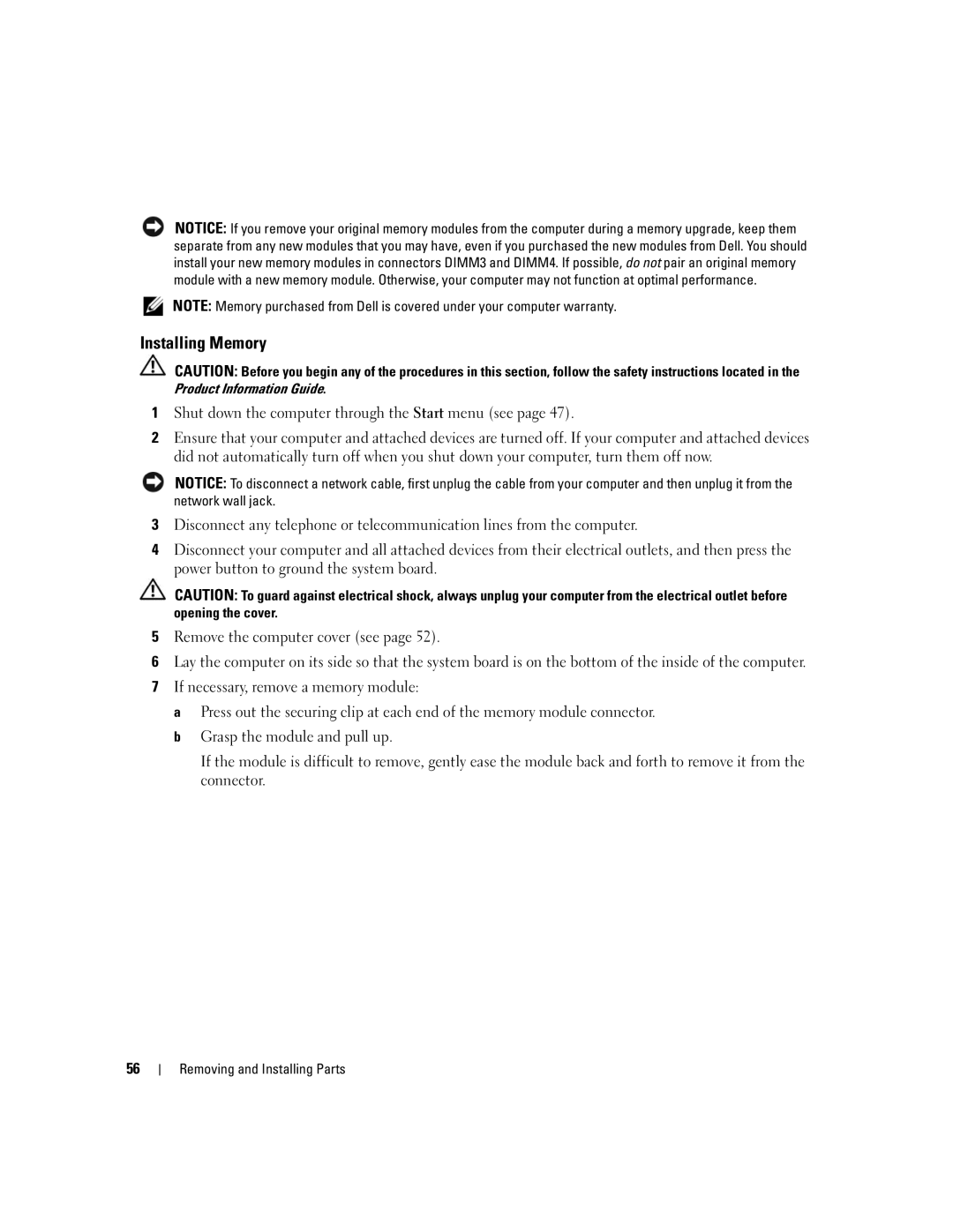 Dell 1100, B110 owner manual Installing Memory 