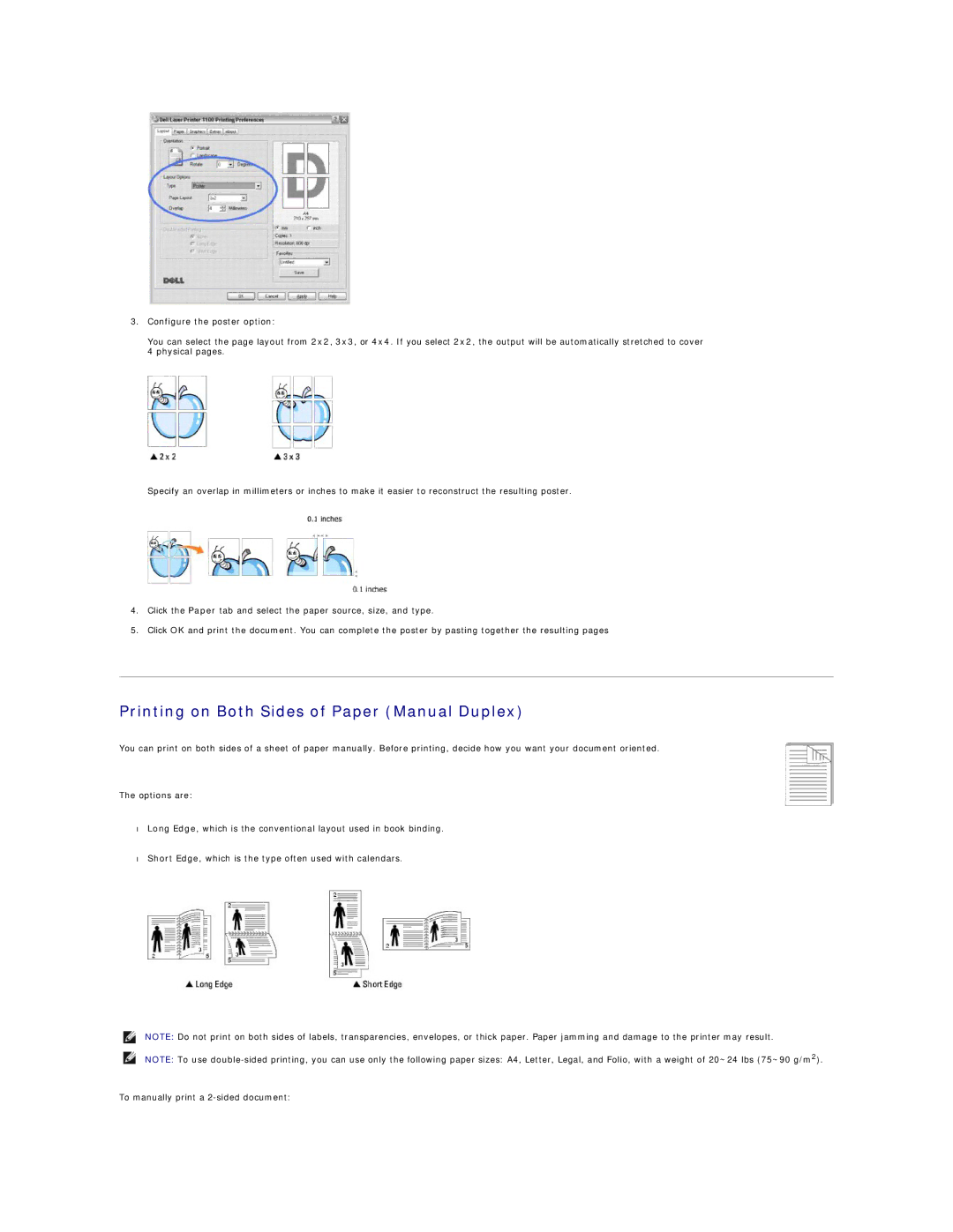 Dell 1100 specifications Printing on Both Sides of Paper Manual Duplex 