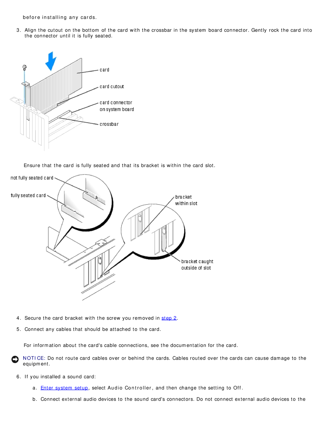 Dell 1100/B110 service manual Before installing any cards 