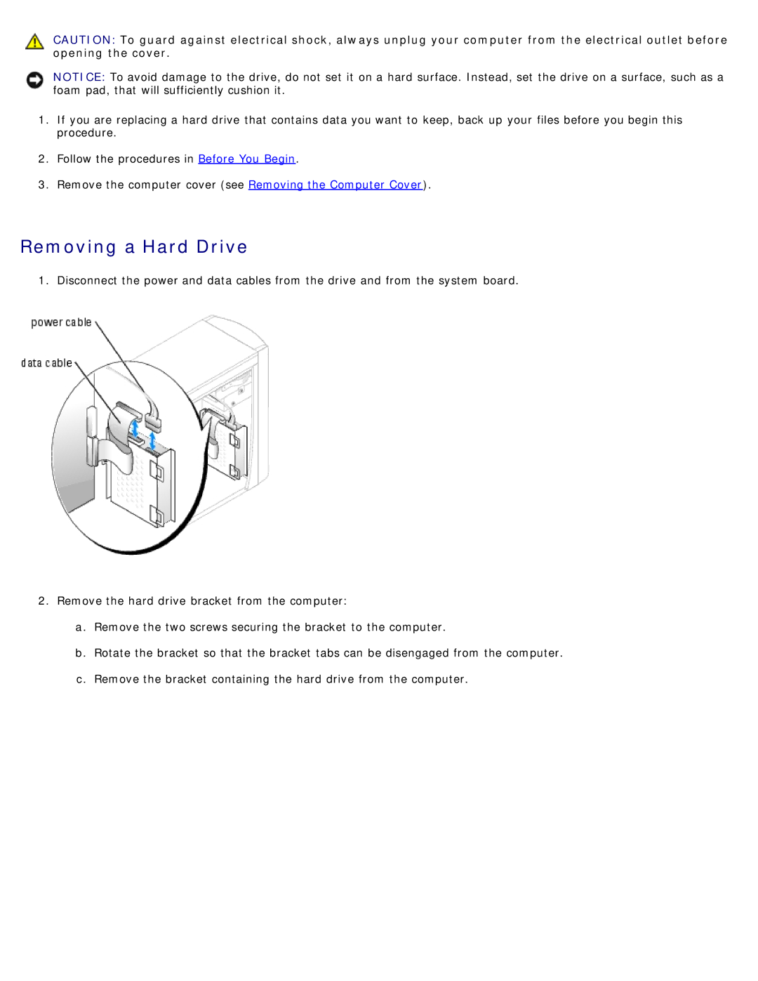 Dell 1100/B110 service manual Removing a Hard Drive 