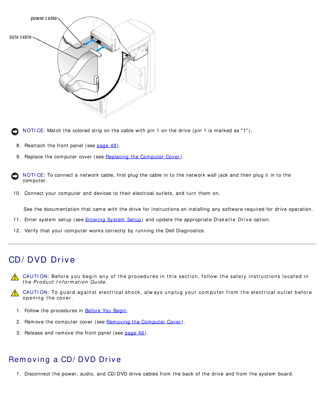 Dell 1100/B110 service manual Removing a CD/DVD Drive 