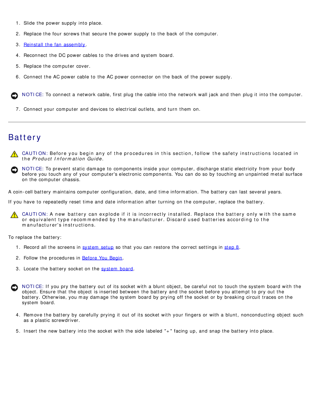 Dell 1100/B110 service manual Battery 