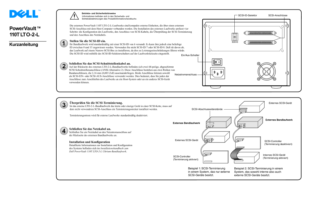 Dell 110T LTO-2-L quick start Kurzanleitung 