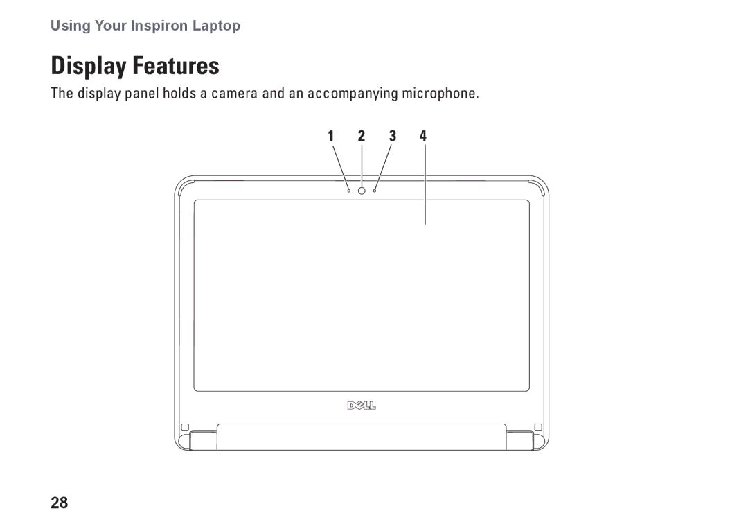 Dell P03T001, 1110, V0K33 setup guide Display Features 