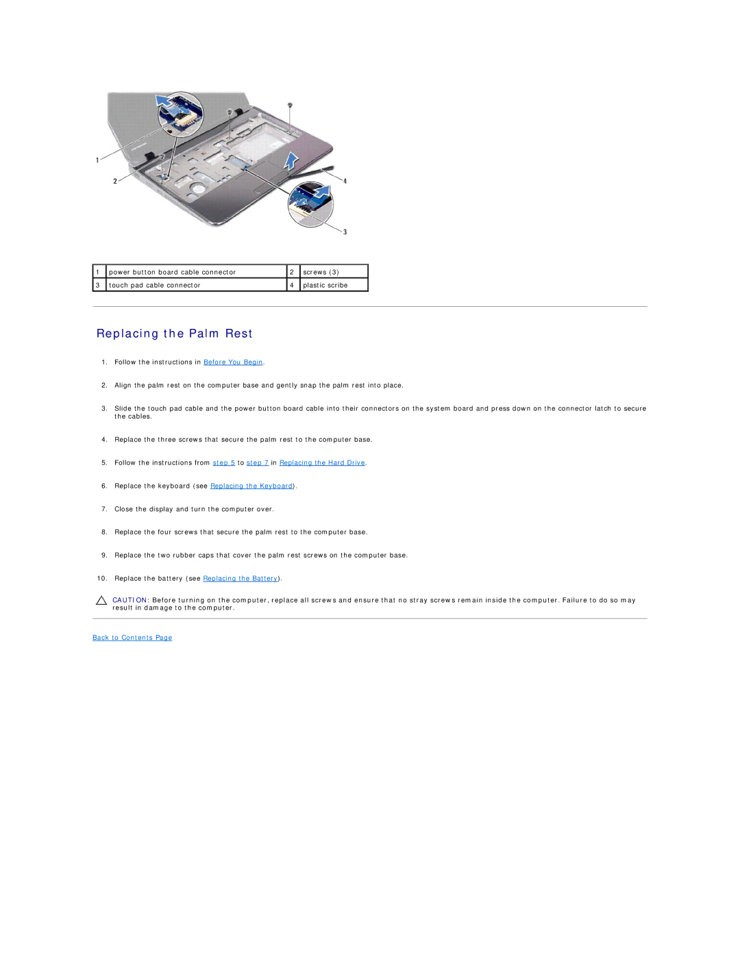 Dell 1121 manual Replacing the Palm Rest 