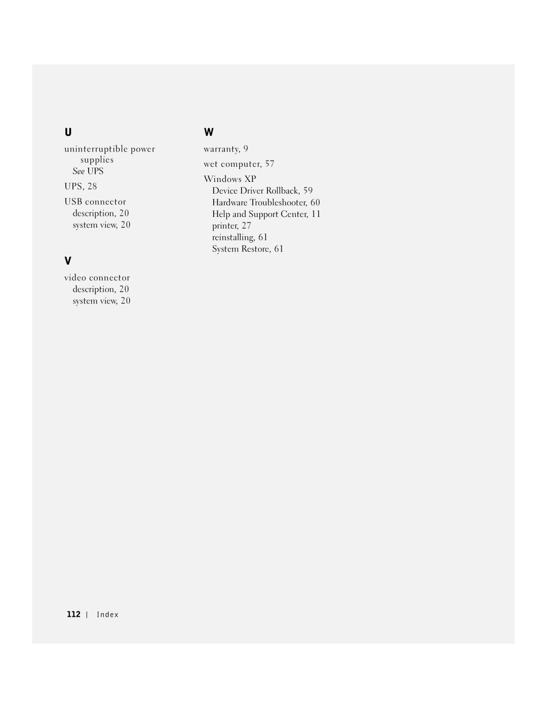 Dell 1150 owner manual Uninterruptible power supplies See UPS 