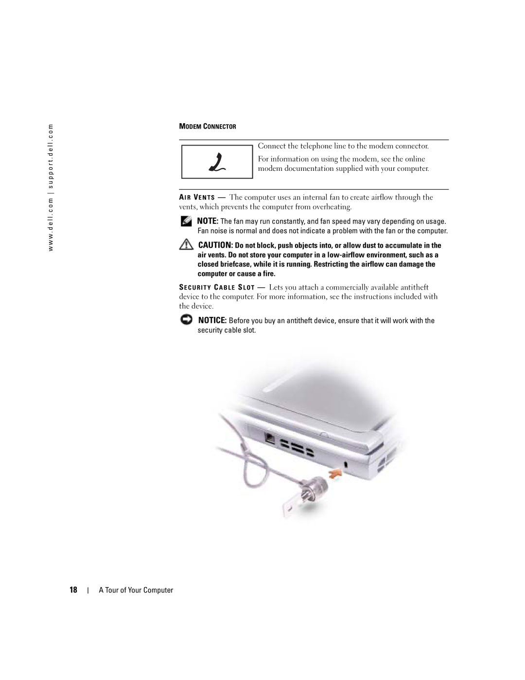 Dell 1150 owner manual Modem Connector 