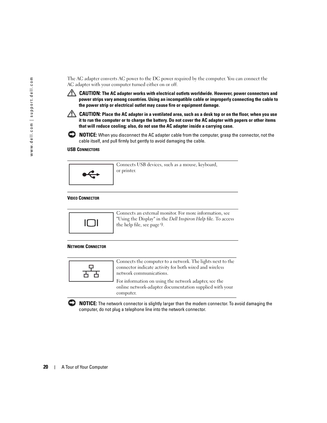 Dell 1150 owner manual Connects USB devices, such as a mouse, keyboard, or printer 