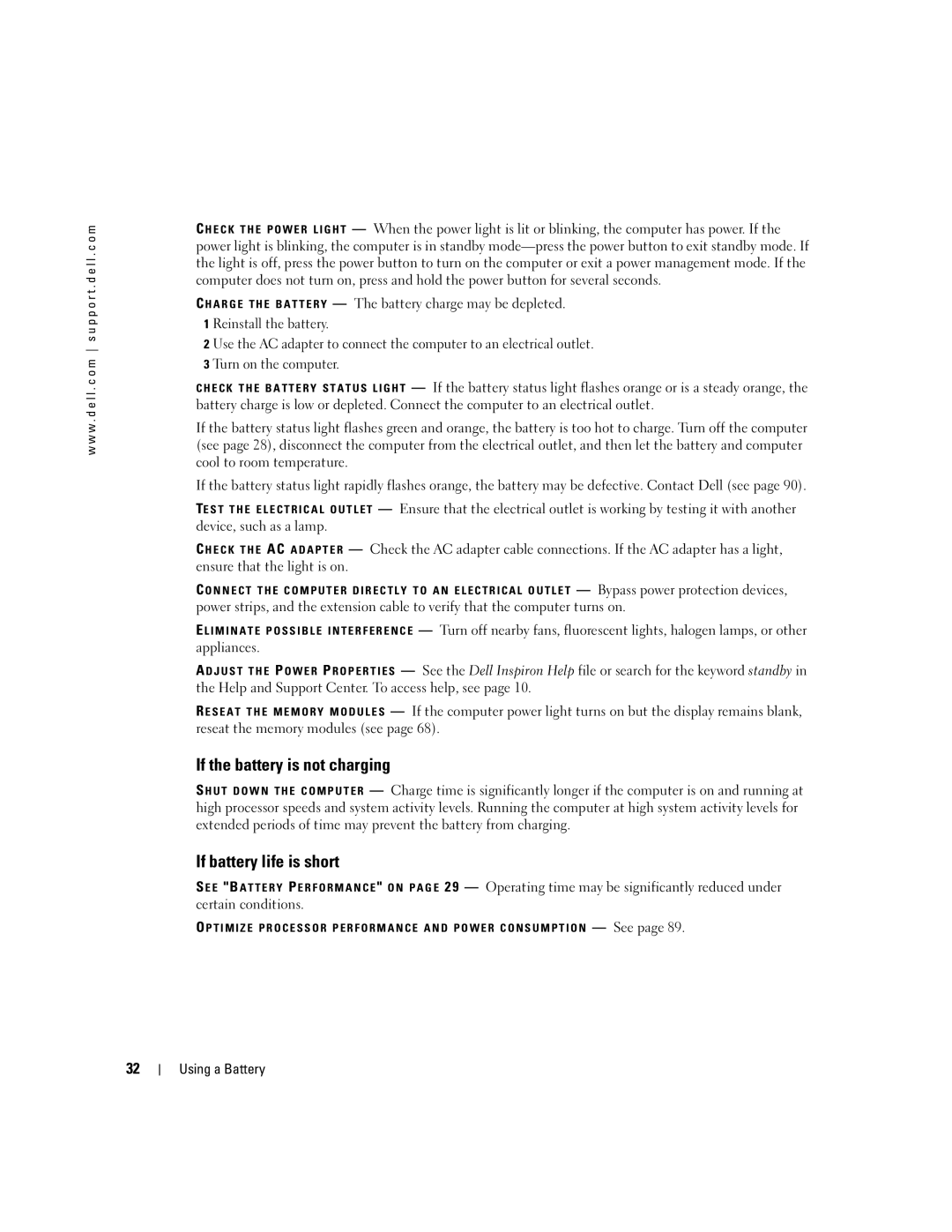 Dell 1150 owner manual If the battery is not charging, If battery life is short 