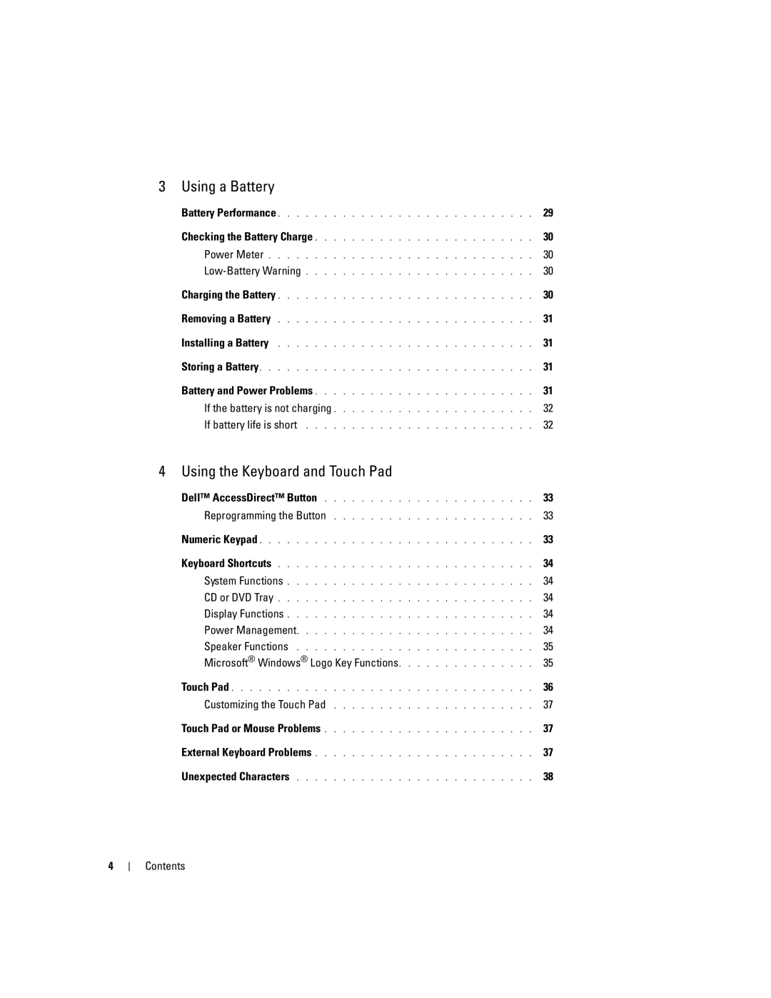 Dell 1150 owner manual Using a Battery 