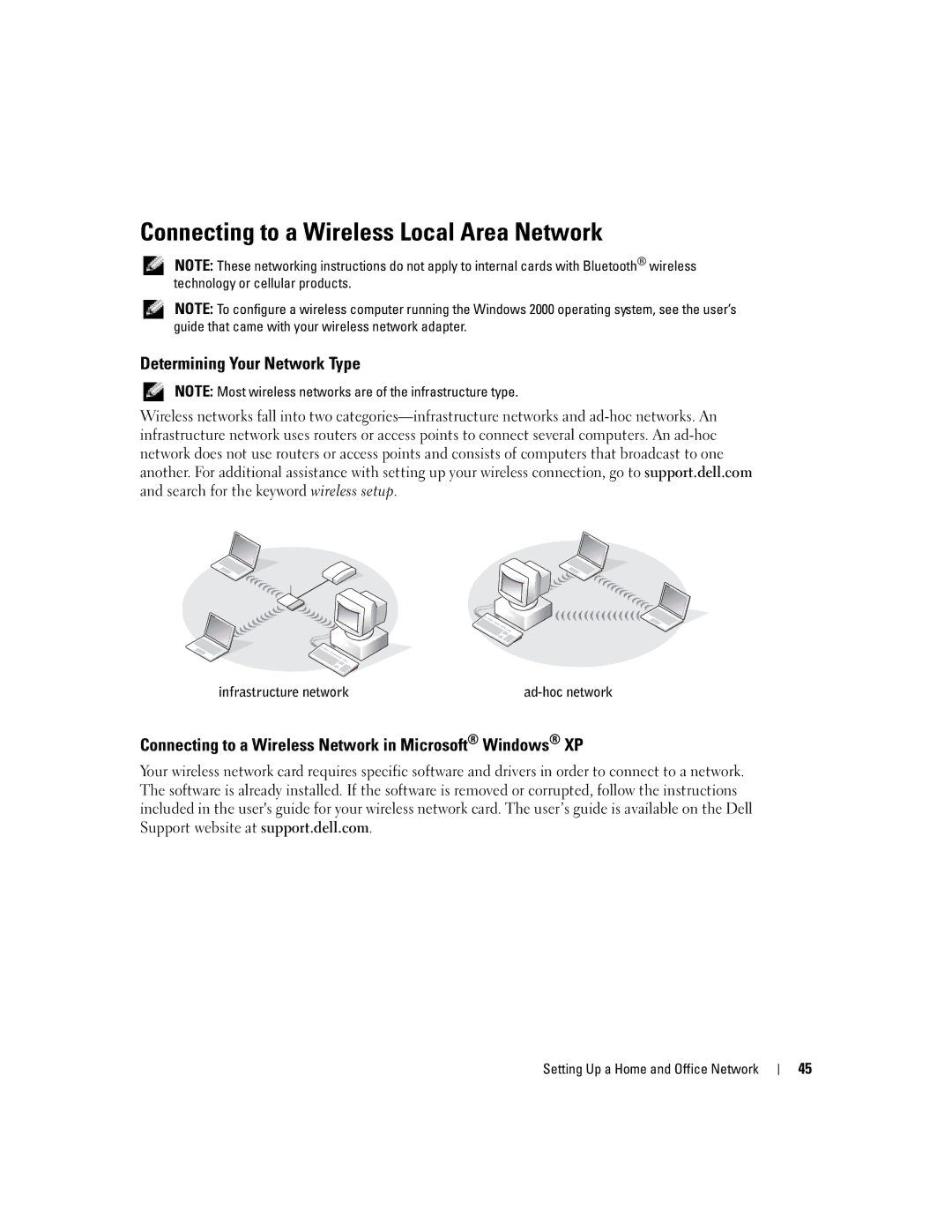 Dell 1150 owner manual Connecting to a Wireless Local Area Network, Determining Your Network Type 