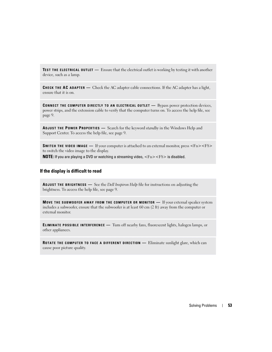 Dell 1150 owner manual If the display is difficult to read 