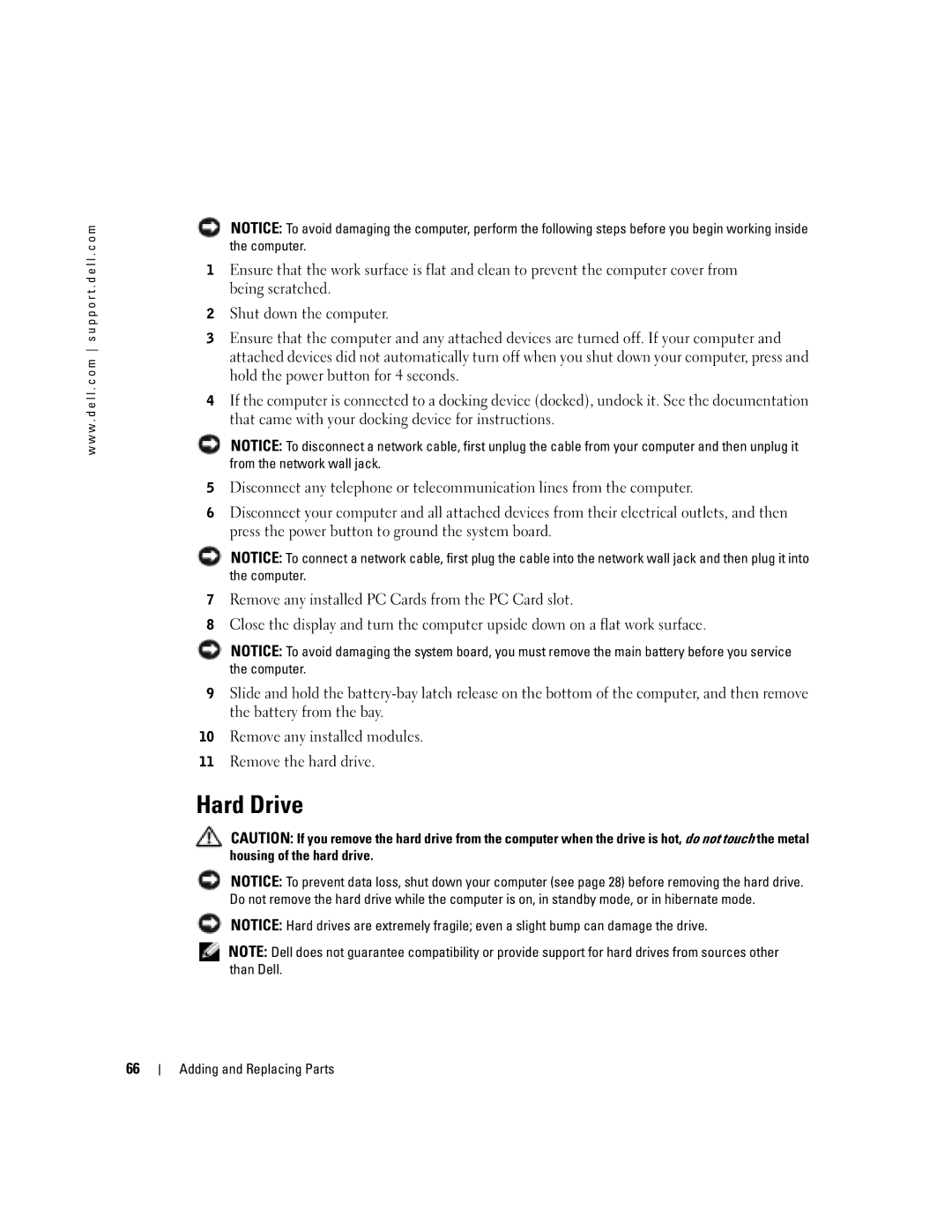 Dell 1150 owner manual Hard Drive 