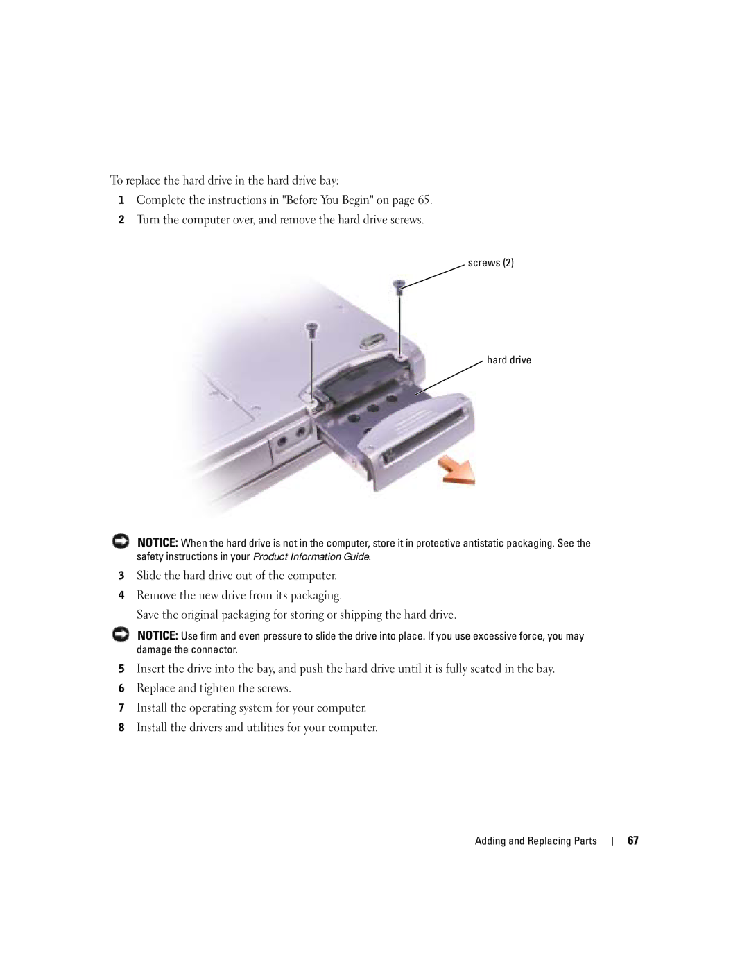 Dell 1150 owner manual Screws Hard drive 