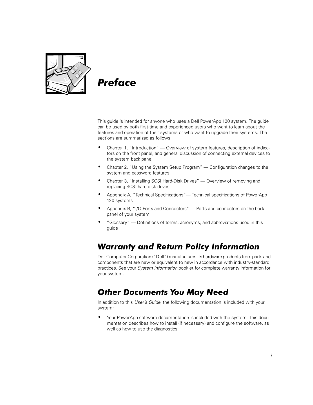 Dell 120 warranty Warranty and Return Policy Information, Other Documents You May Need 